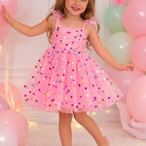 Pink Confetti Tulle Party Dress